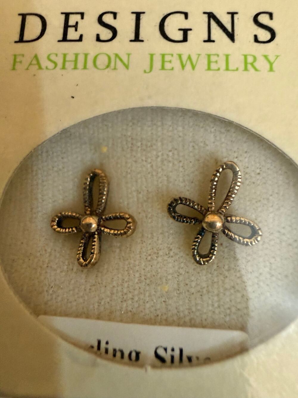 Sterling Silver Cross Stud Earrings Original Box
